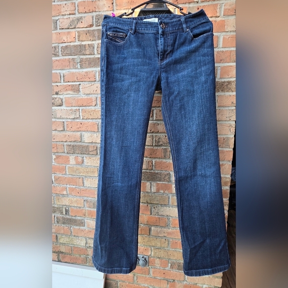 White House Black Market Dark Blue Straight Leg Jeans - Picture 4 of 8